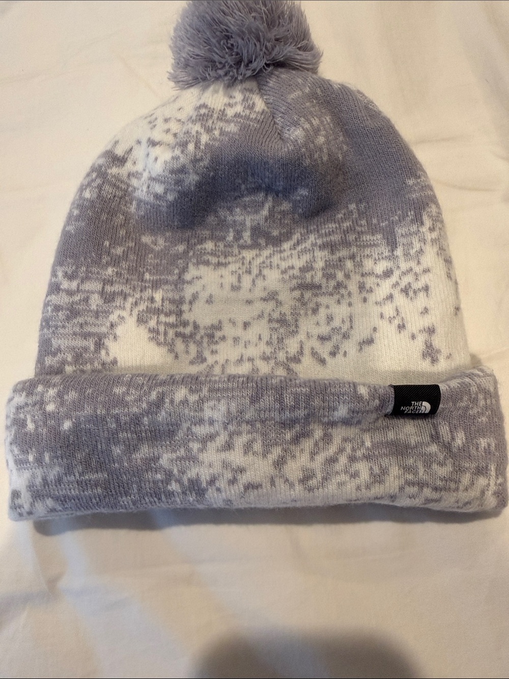 The North Face Marled Gray & White Pom Beanie
